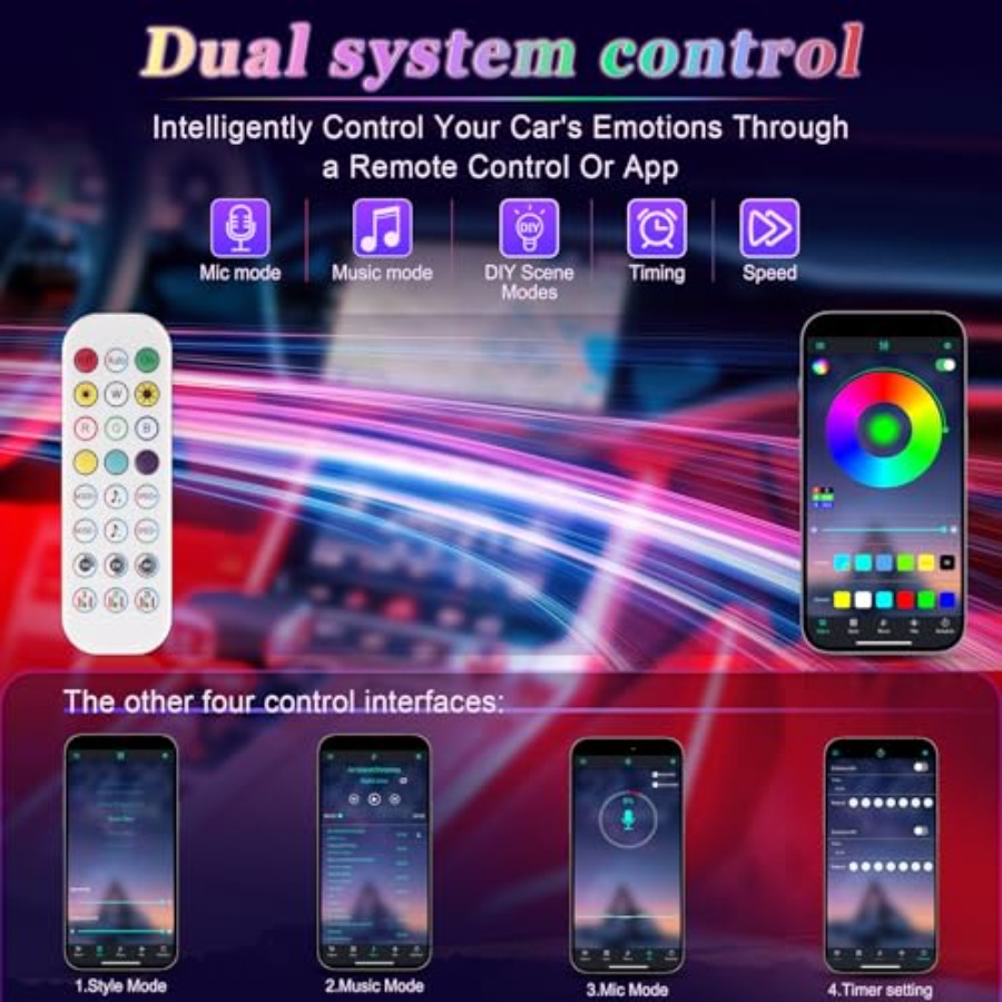 Smart Car Interior LED Lights  - مراجعة Interior Design Remote وسعره