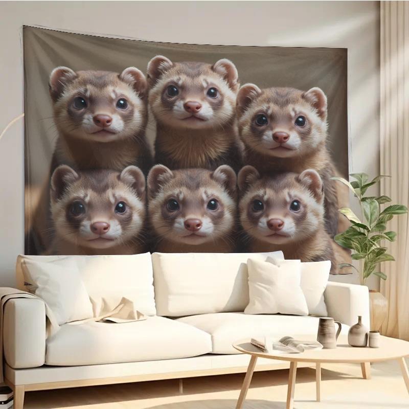 Cute Ferret Group Tapestry Wal - مراجعة Interior Design Home Decor وسعره