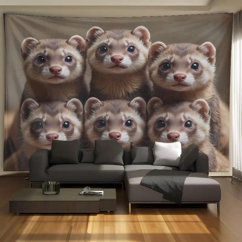 Cute Ferret Group Tapestry Wal - مراجعة Interior Design Home Decor وسعره