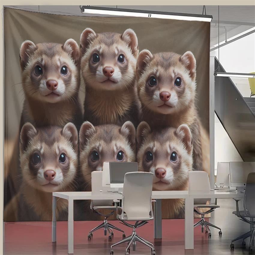 Cute Ferret Group Tapestry Wal - مراجعة Interior Design Home Decor وسعره