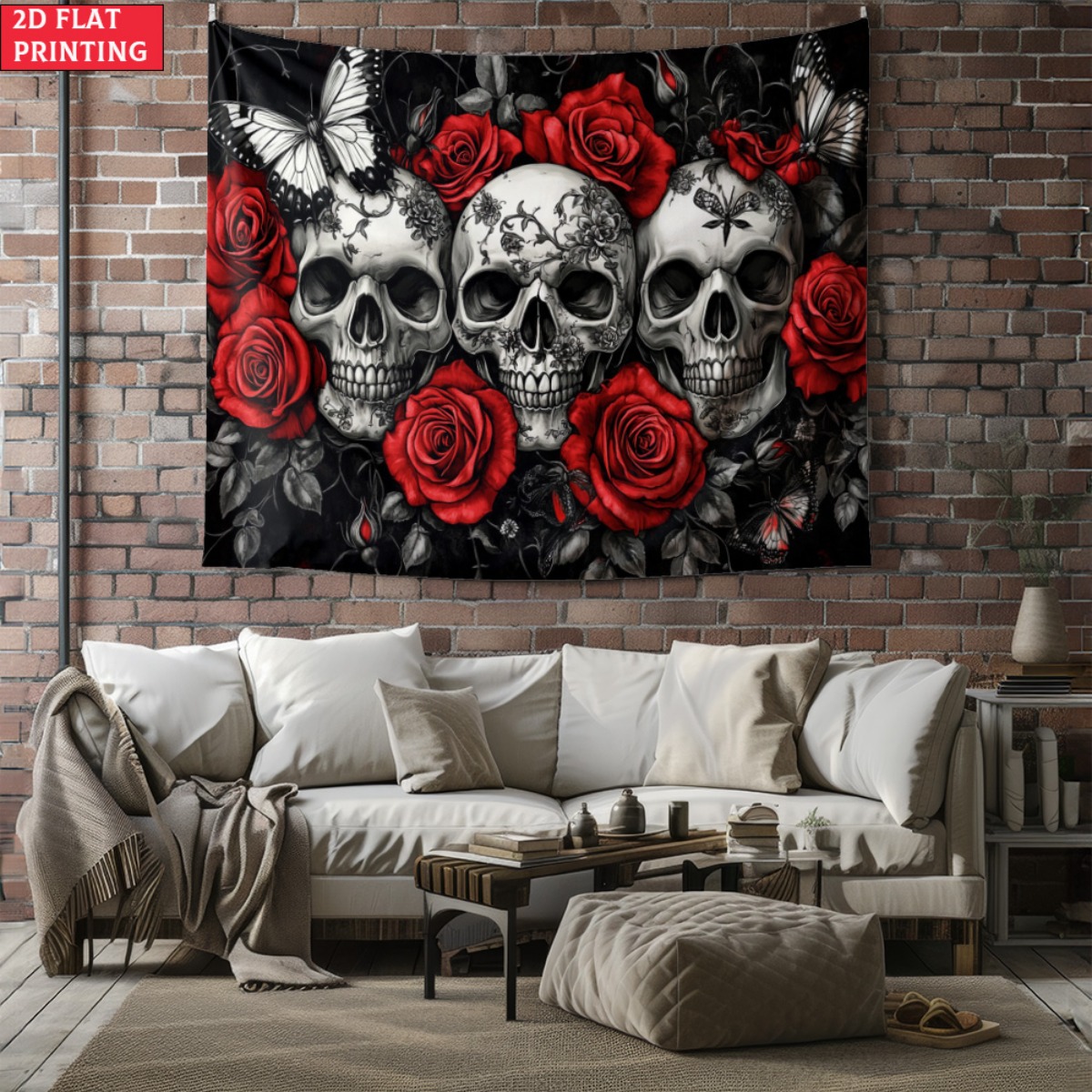 unframed Skull and Roses Gothi - مراجعة Interior Design Home Decor وسعره