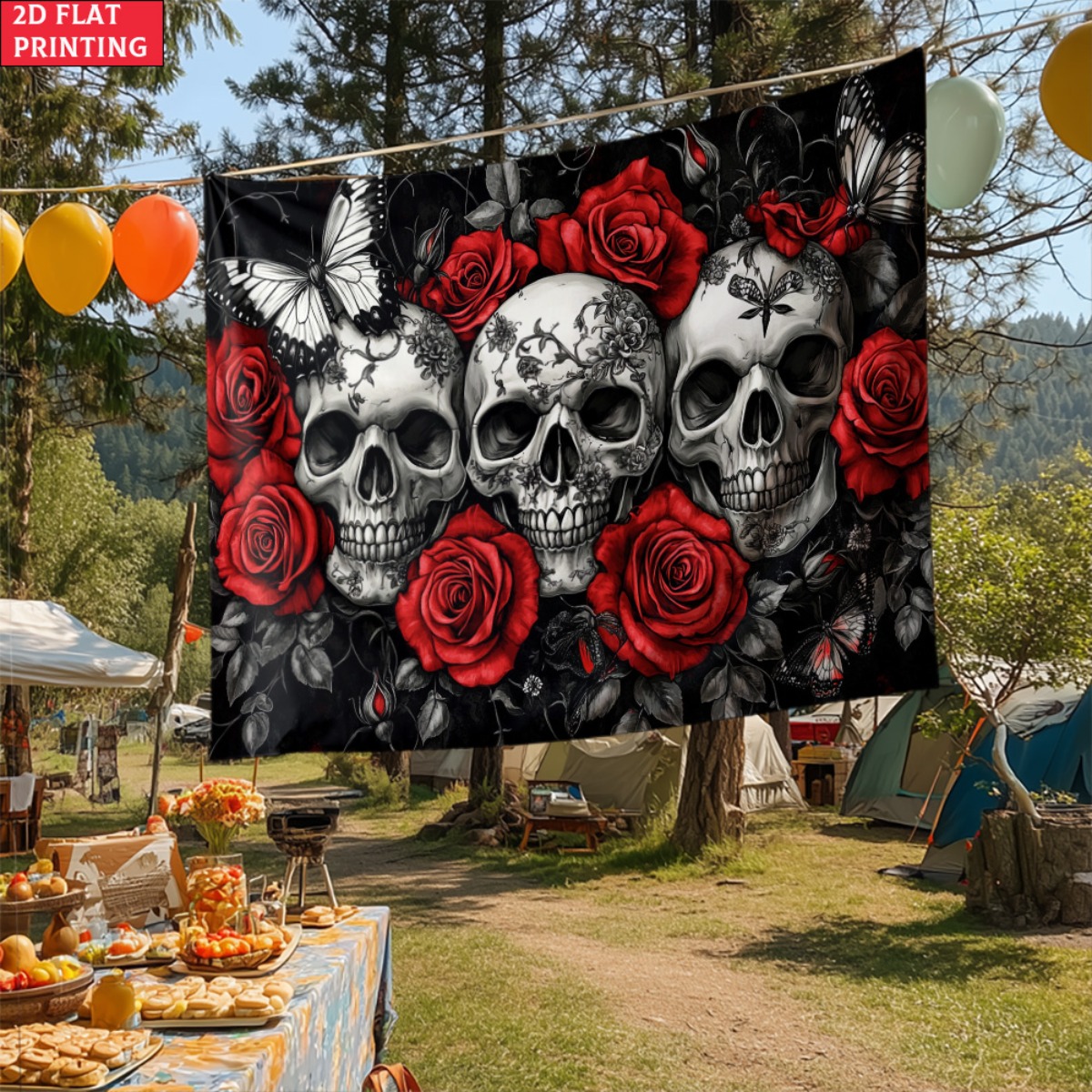 unframed Skull and Roses Gothi - مراجعة Interior Design Home Decor وسعره