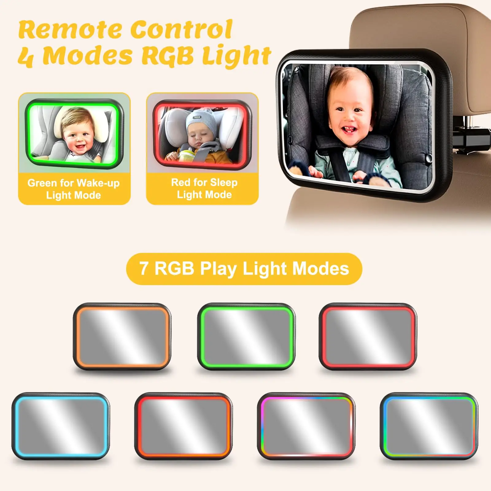Baby Car Mirror with Light, 7  - مراجعة Interior Design Remote وسعره