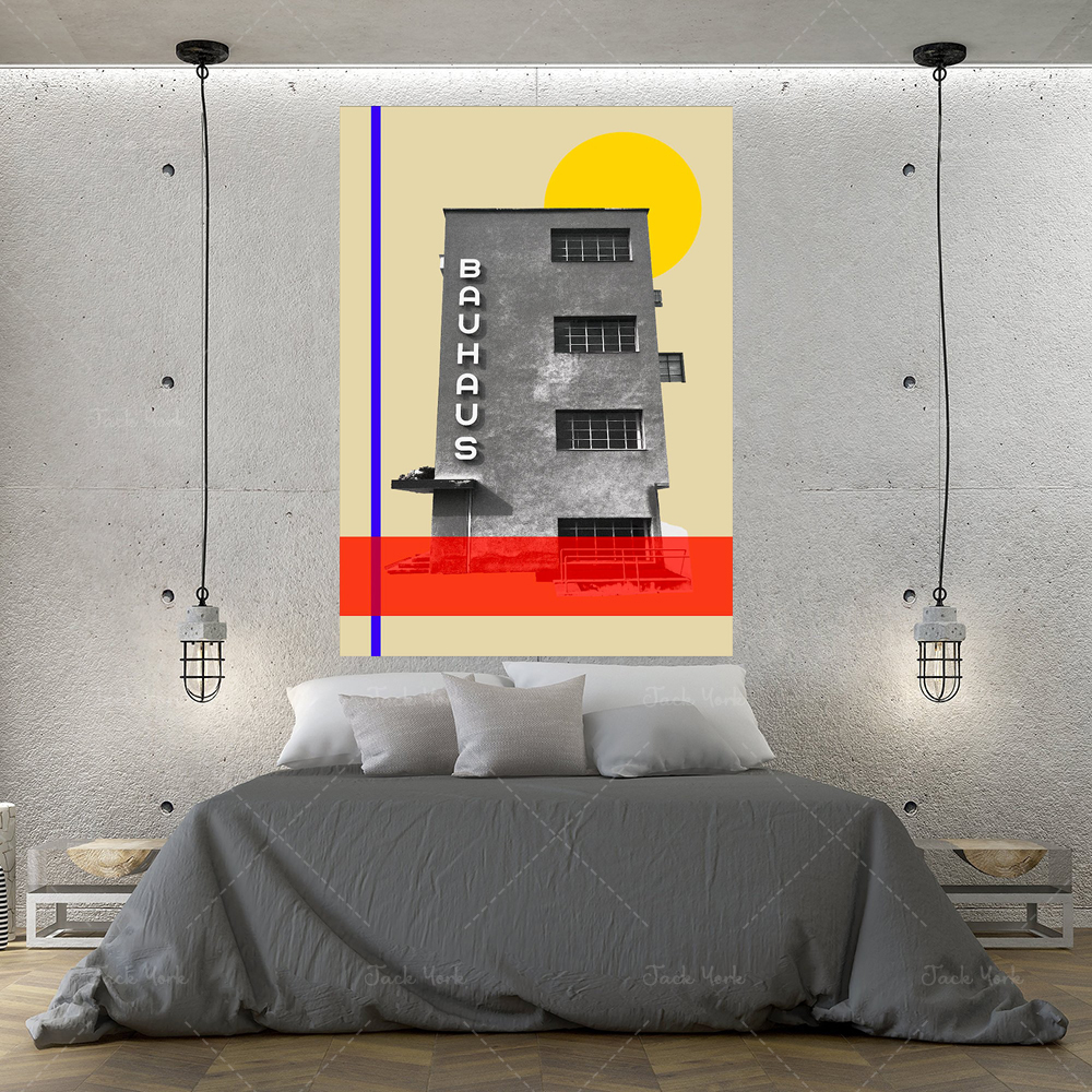 bauhaus travel poster, mid cen - مراجعة Interior Design York وسعره