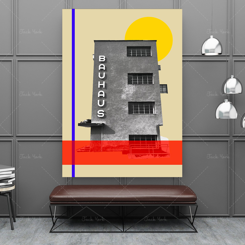 bauhaus travel poster, mid cen - مراجعة Interior Design York وسعره